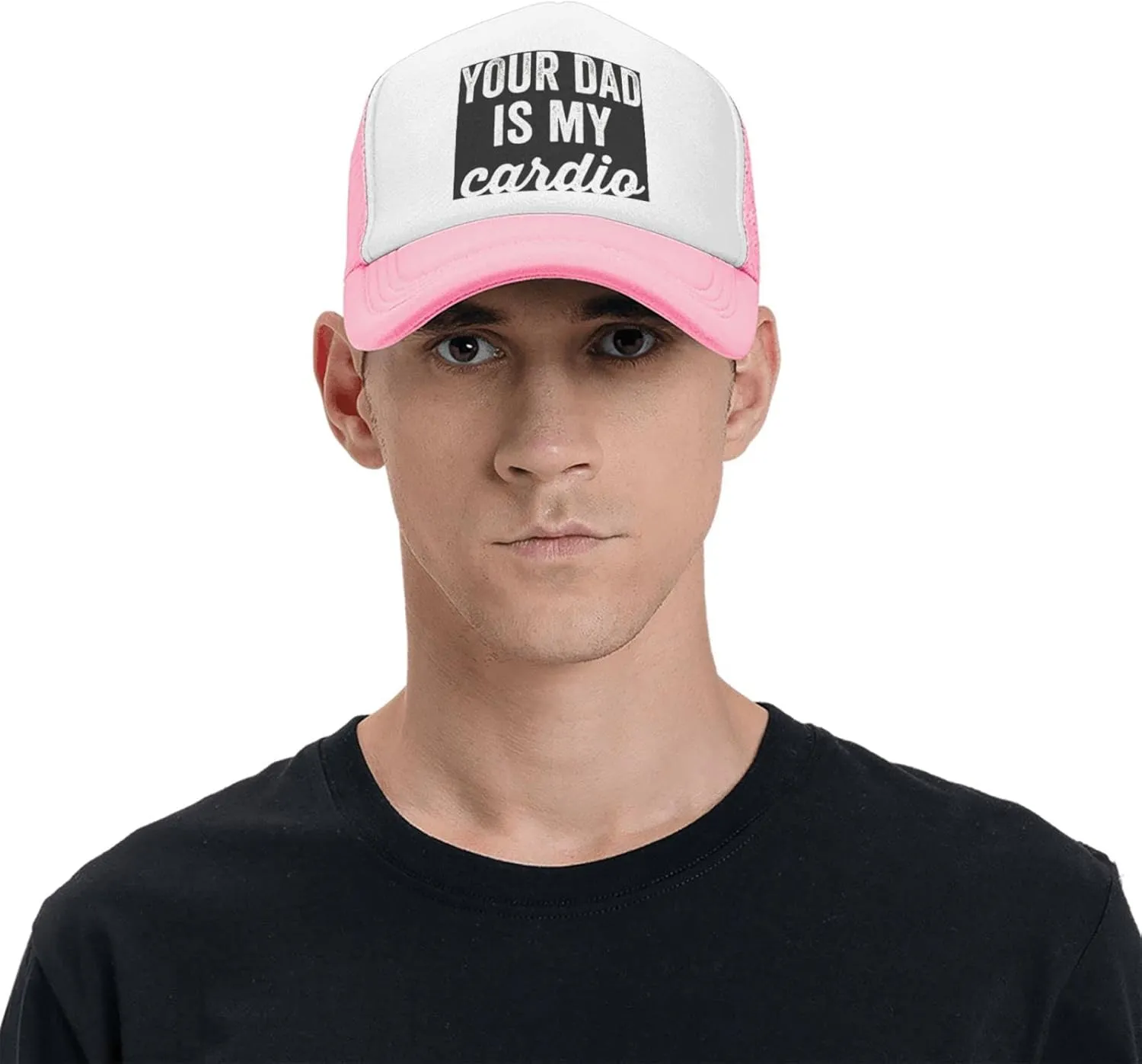 Your Dad is My Cardio Trucker Hat Mesh Baseball Cap Women Cowboy Hat Men Dad Hat Adjustable Sun Hat Snapback Hat Black