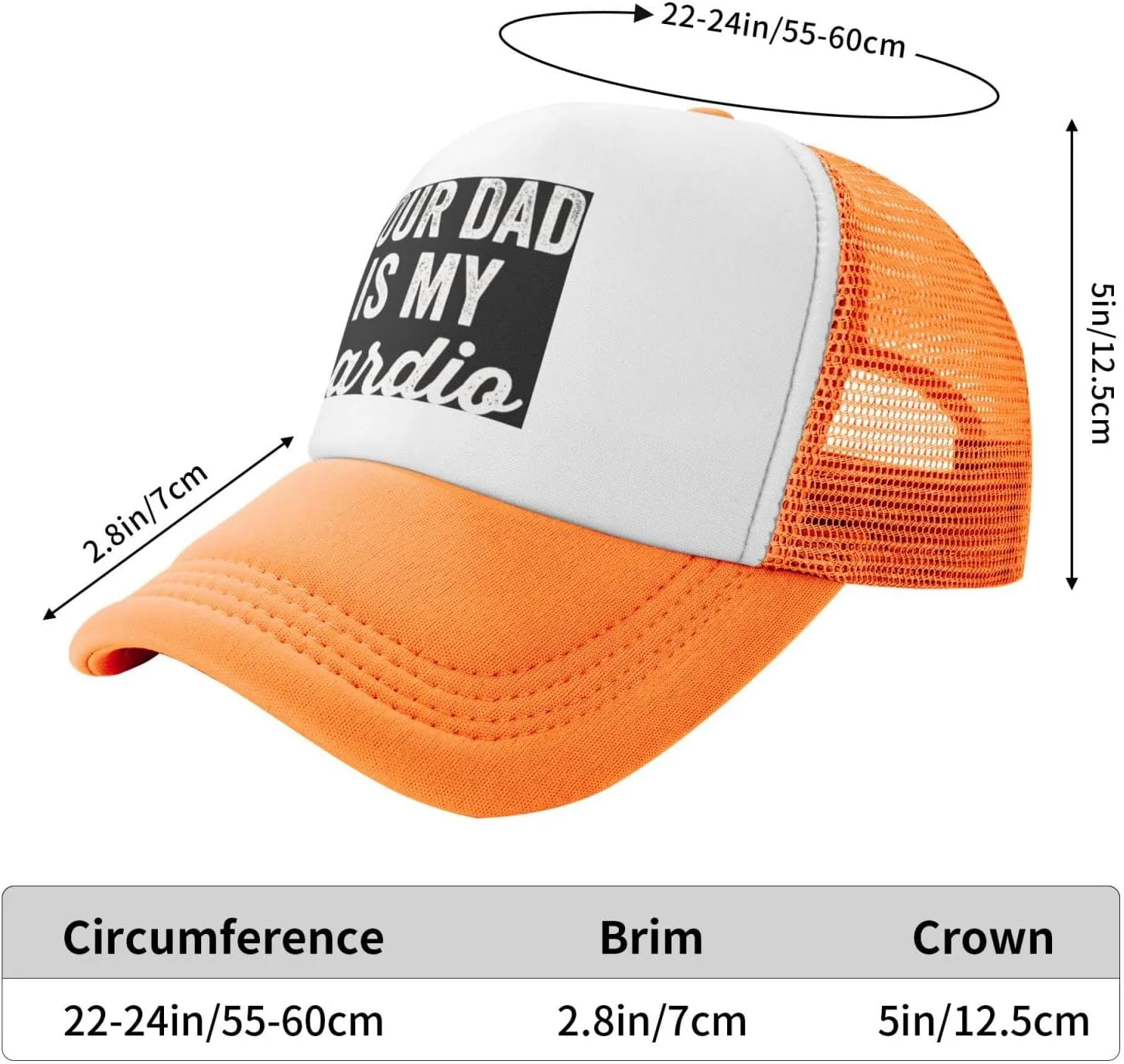 Your Dad is My Cardio Trucker Hat Mesh Baseball Cap Women Cowboy Hat Men Dad Hat Adjustable Sun Hat Snapback Hat Black