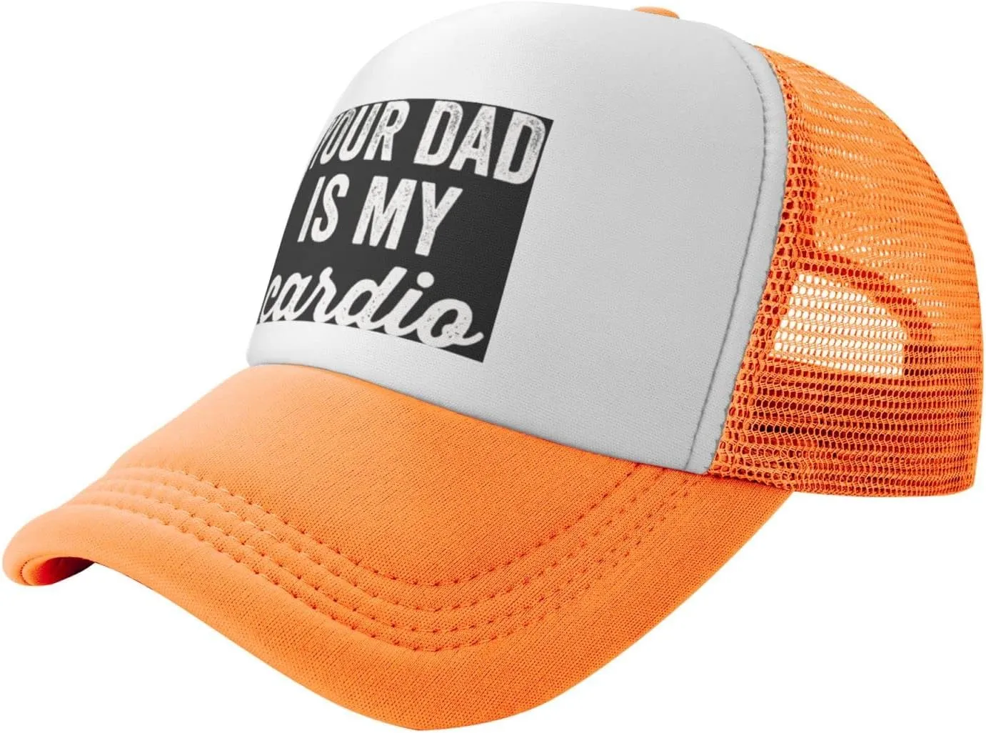 Your Dad is My Cardio Trucker Hat Mesh Baseball Cap Women Cowboy Hat Men Dad Hat Adjustable Sun Hat Snapback Hat Black