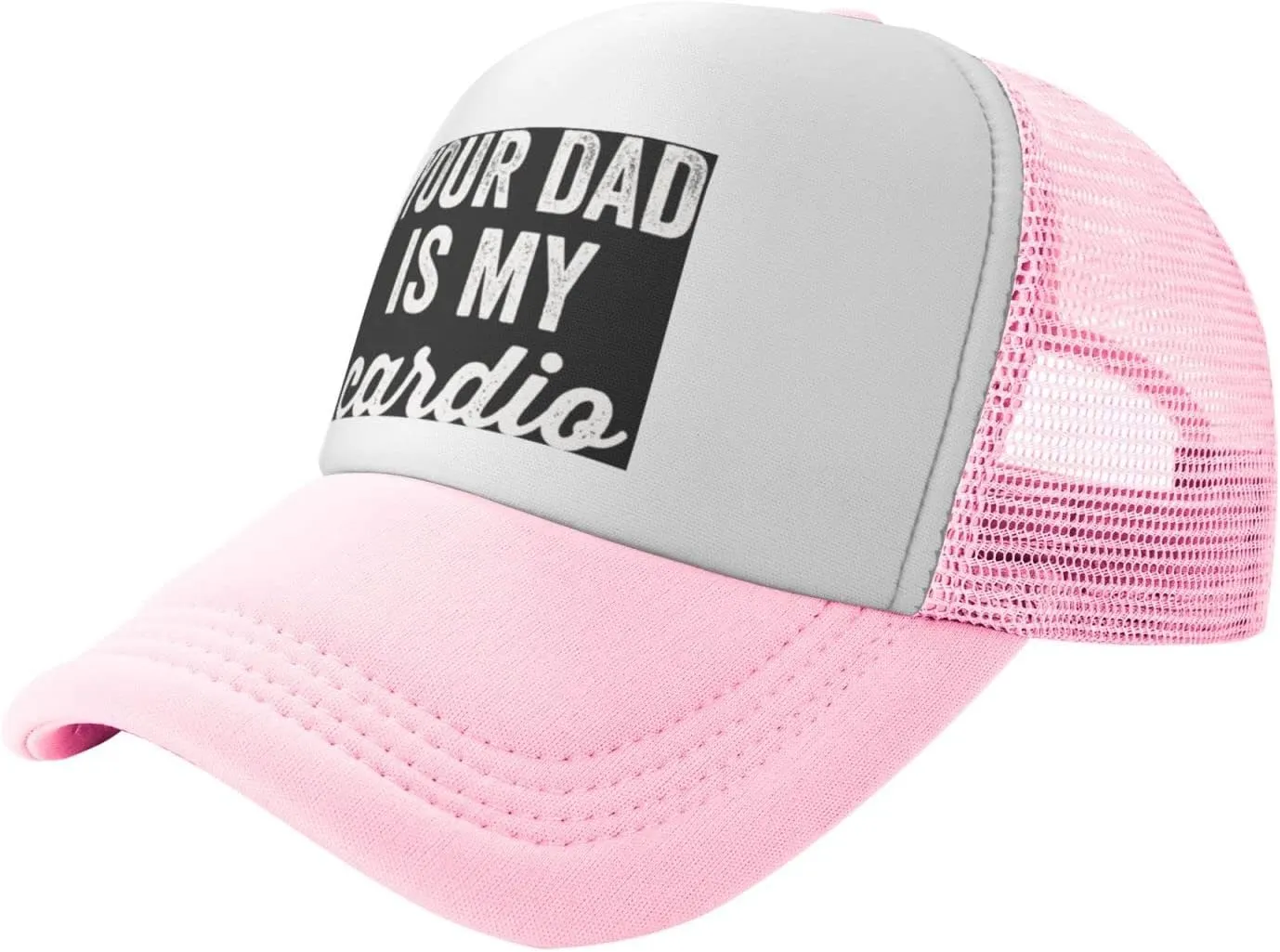 Your Dad is My Cardio Trucker Hat Mesh Baseball Cap Women Cowboy Hat Men Dad Hat Adjustable Sun Hat Snapback Hat Black