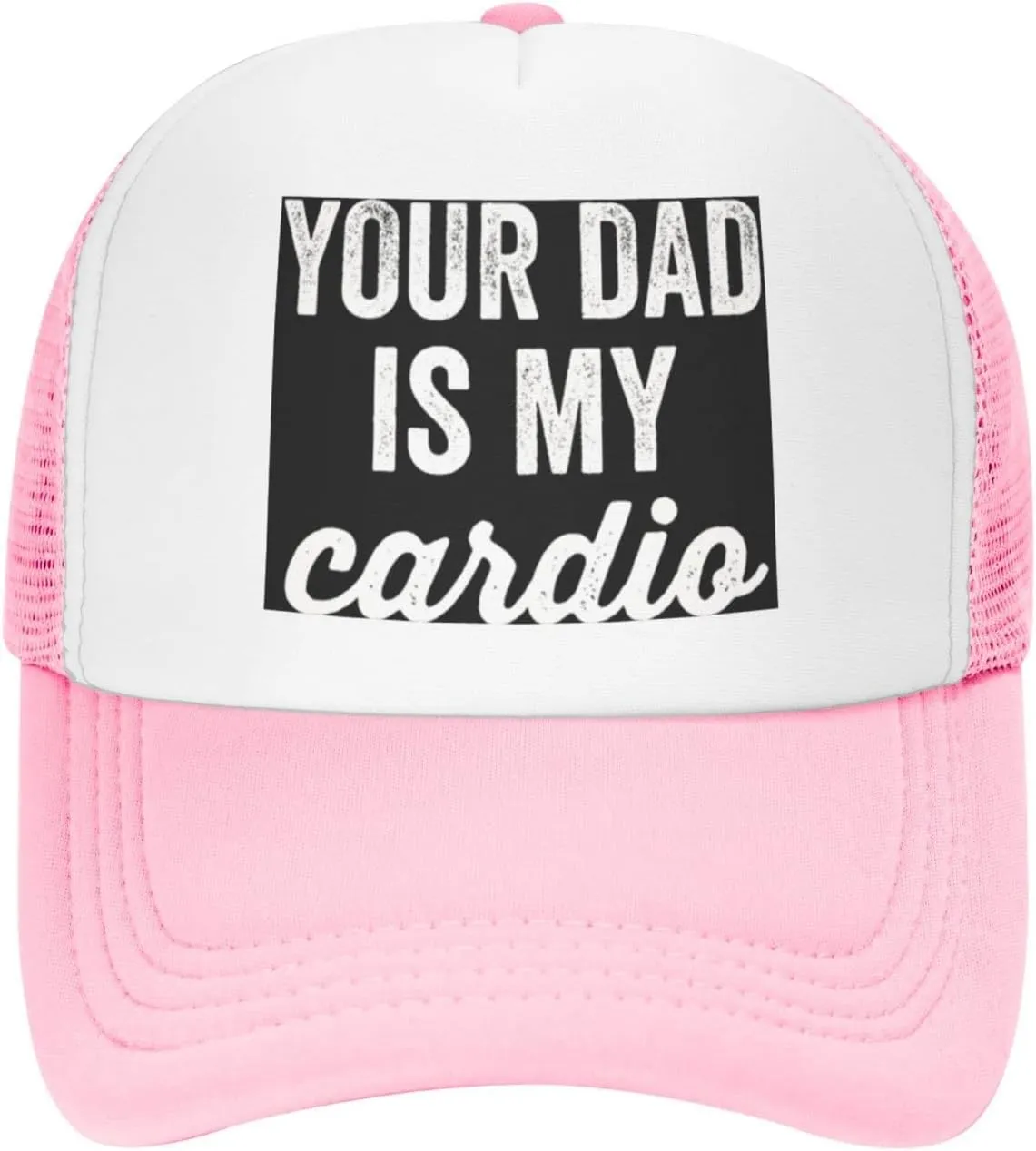Your Dad is My Cardio Trucker Hat Mesh Baseball Cap Women Cowboy Hat Men Dad Hat Adjustable Sun Hat Snapback Hat Black