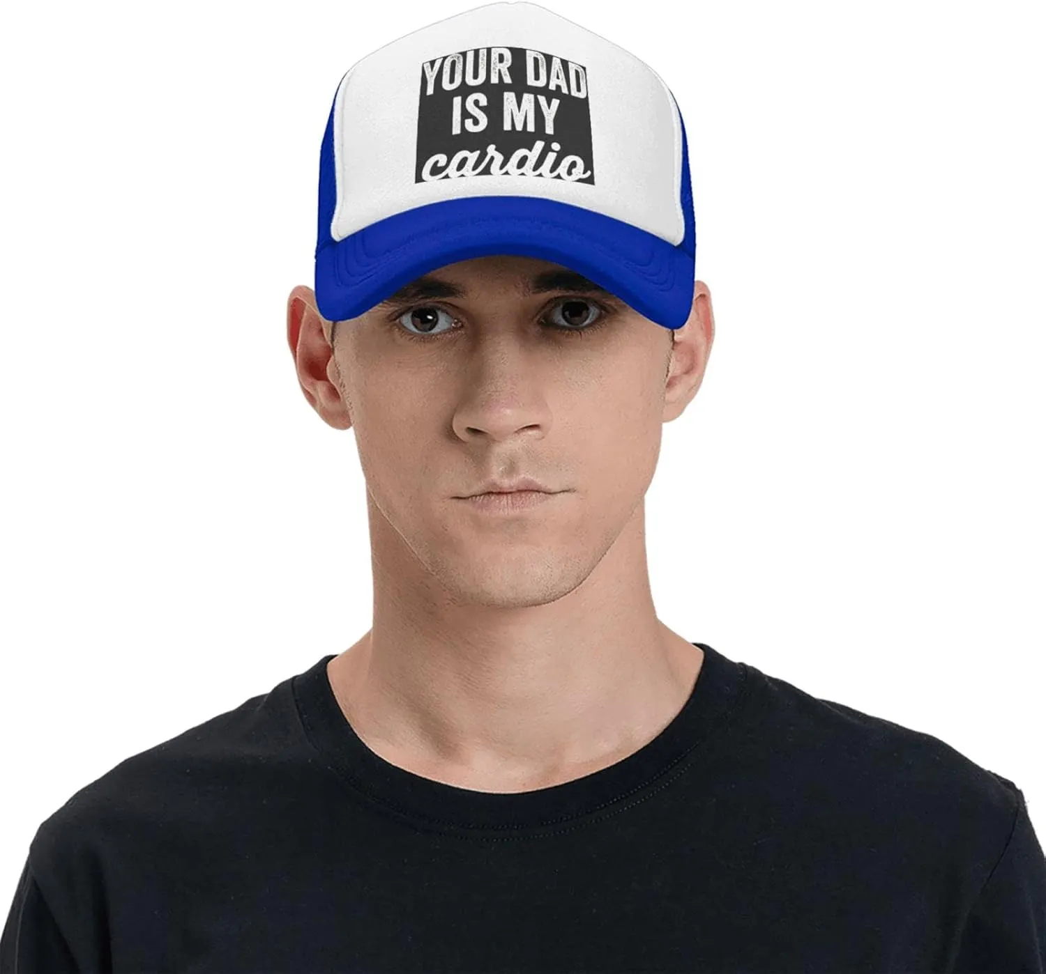 Your Dad is My Cardio Trucker Hat Mesh Baseball Cap Women Cowboy Hat Men Dad Hat Adjustable Sun Hat Snapback Hat Black