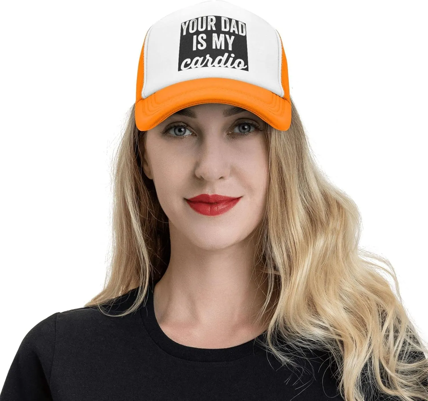 Your Dad is My Cardio Trucker Hat Mesh Baseball Cap Women Cowboy Hat Men Dad Hat Adjustable Sun Hat Snapback Hat Black