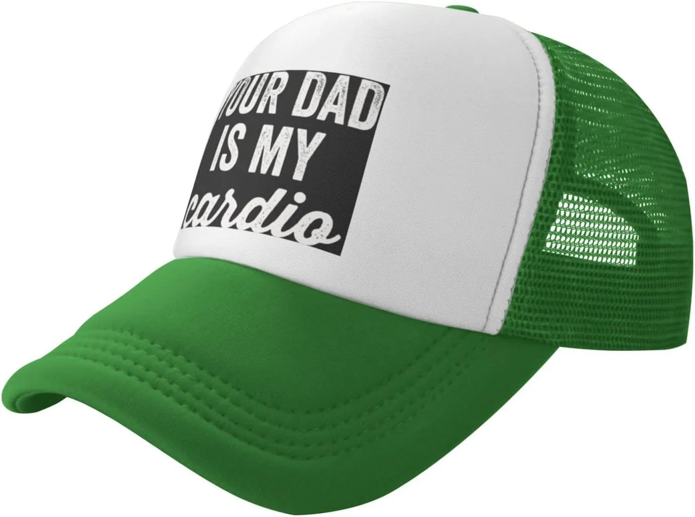 Your Dad is My Cardio Trucker Hat Mesh Baseball Cap Women Cowboy Hat Men Dad Hat Adjustable Sun Hat Snapback Hat Black