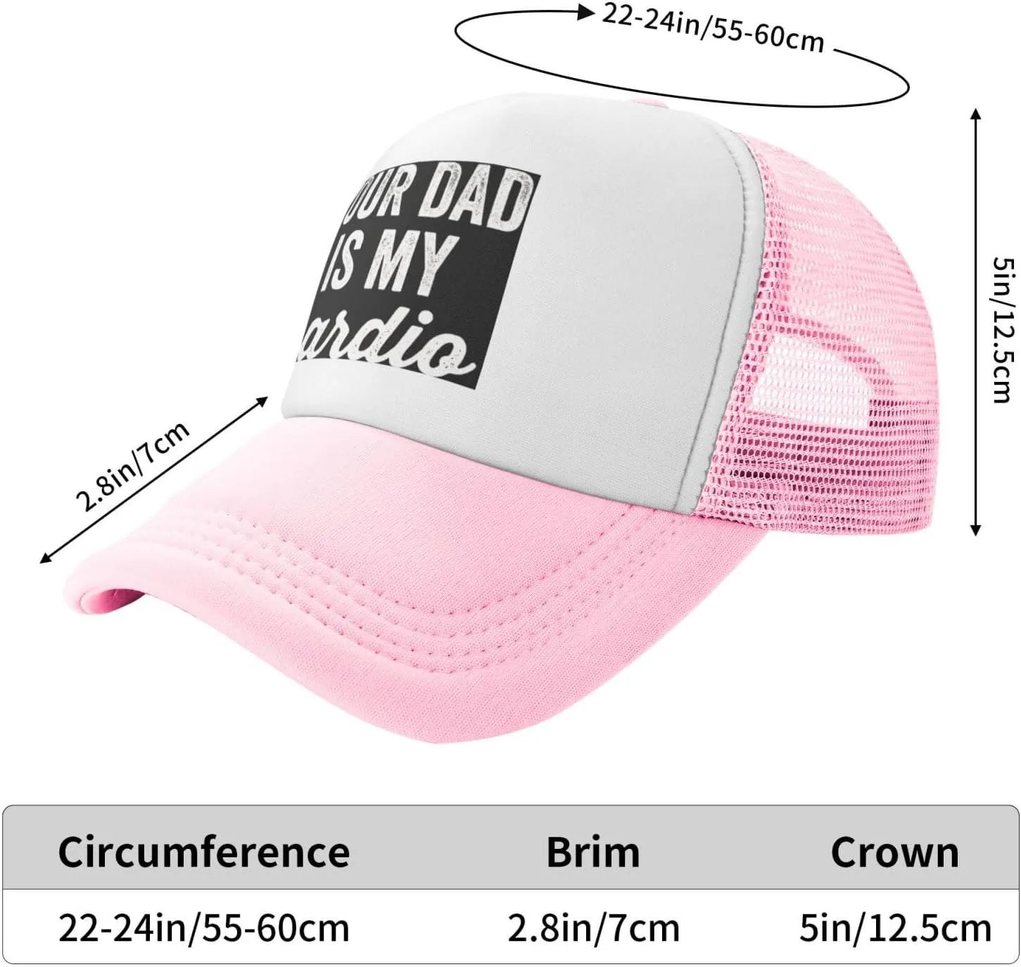 Your Dad is My Cardio Trucker Hat Mesh Baseball Cap Women Cowboy Hat Men Dad Hat Adjustable Sun Hat Snapback Hat Black