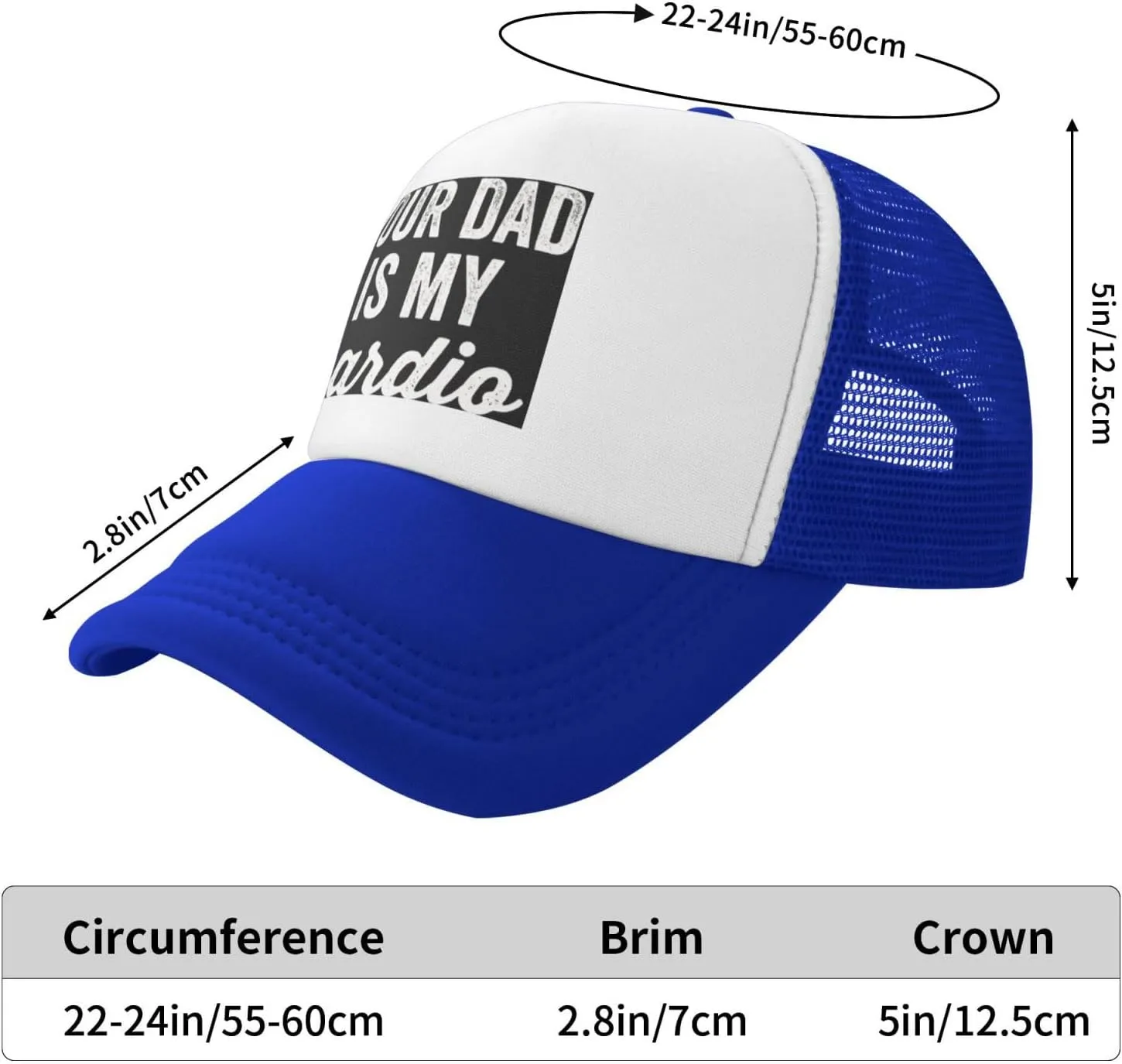 Your Dad is My Cardio Trucker Hat Mesh Baseball Cap Women Cowboy Hat Men Dad Hat Adjustable Sun Hat Snapback Hat Black