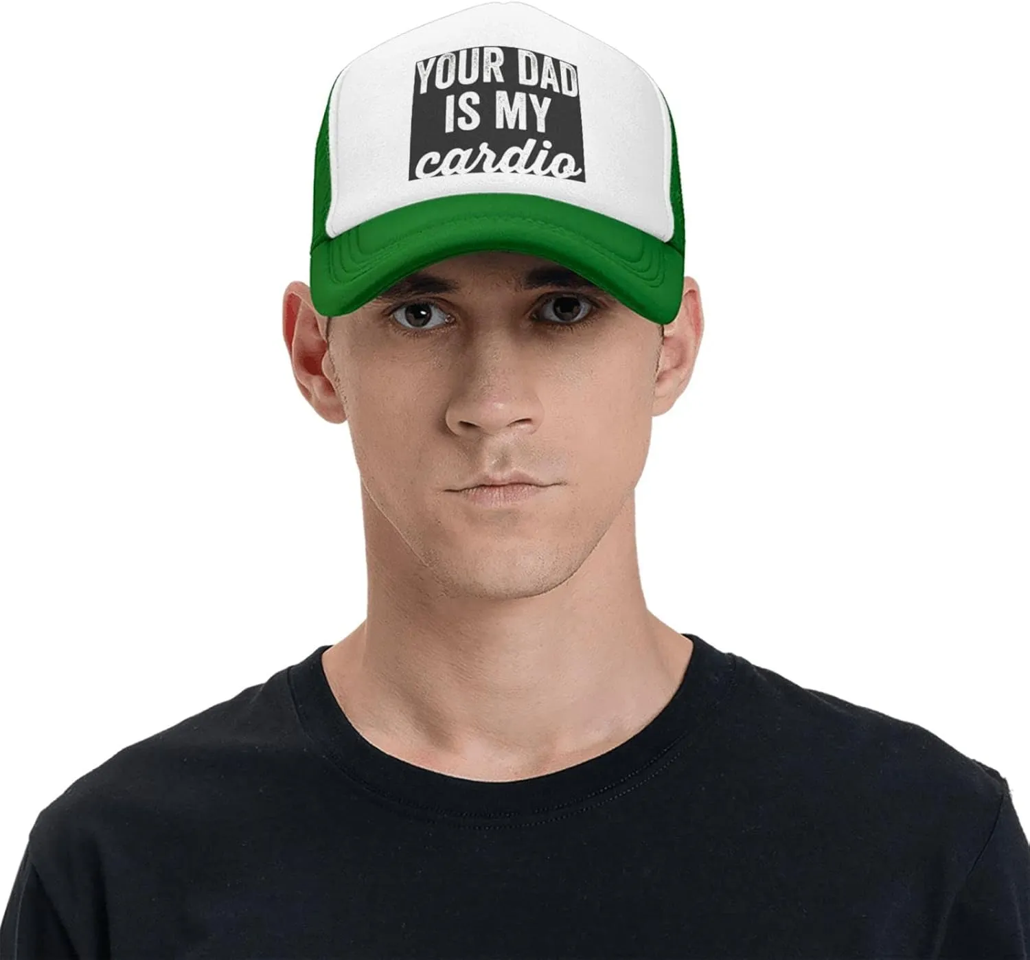 Your Dad is My Cardio Trucker Hat Mesh Baseball Cap Women Cowboy Hat Men Dad Hat Adjustable Sun Hat Snapback Hat Black