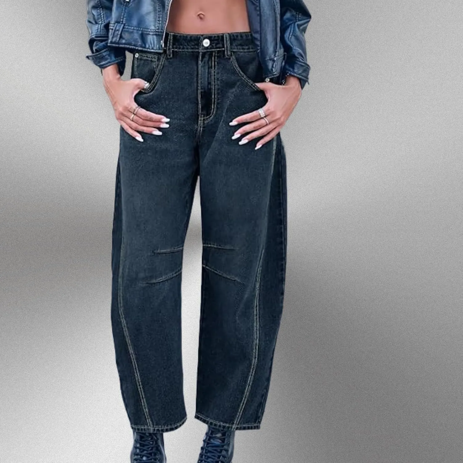 YSW Cheetah Barrel Jeans Women Leopard Print Jean Y2k Mid Rise Baggy Boyfriend Wide Leg Ankle Boho Pants
