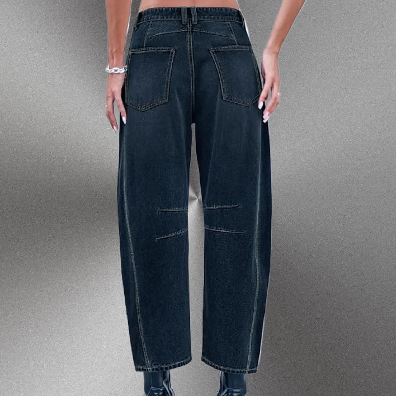 YSW Cheetah Barrel Jeans Women Leopard Print Jean Y2k Mid Rise Baggy Boyfriend Wide Leg Ankle Boho Pants