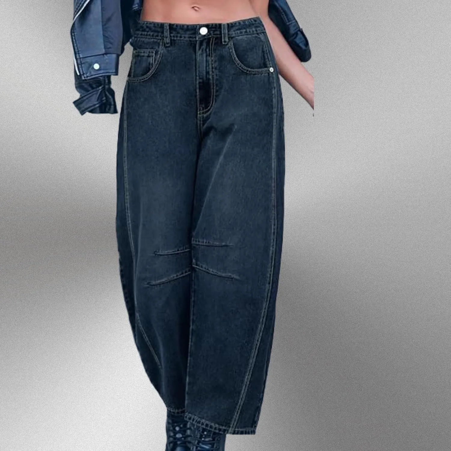 YSW Cheetah Barrel Jeans Women Leopard Print Jean Y2k Mid Rise Baggy Boyfriend Wide Leg Ankle Boho Pants