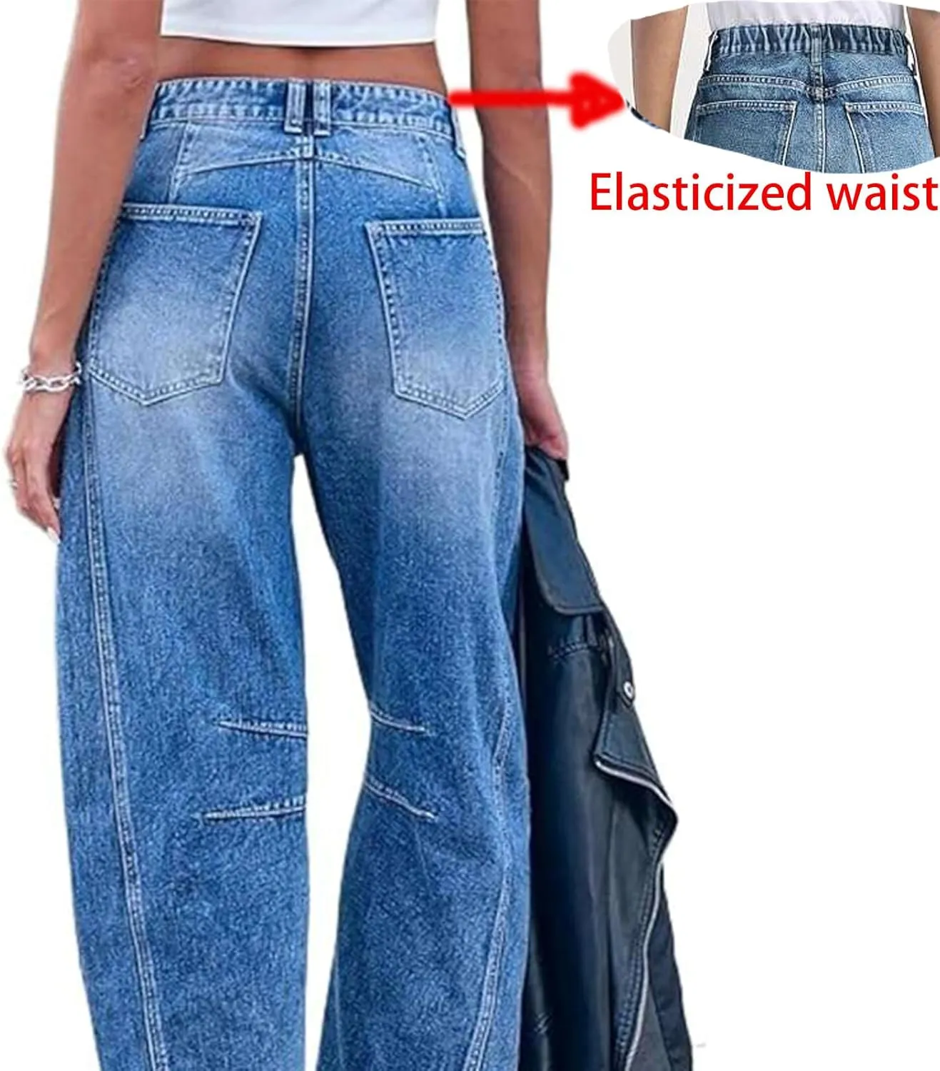 YSW Cheetah Barrel Jeans Women Leopard Print Jean Y2k Mid Rise Baggy Boyfriend Wide Leg Ankle Boho Pants