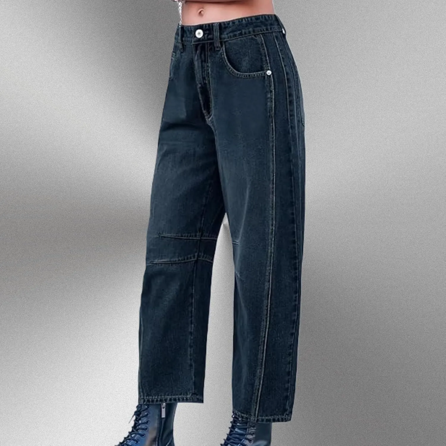 YSW Cheetah Barrel Jeans Women Leopard Print Jean Y2k Mid Rise Baggy Boyfriend Wide Leg Ankle Boho Pants