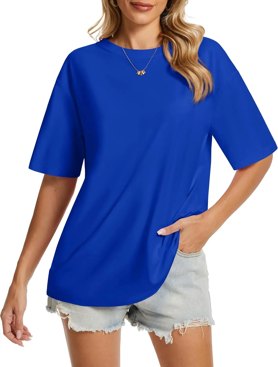 YUCOLEN Oversized T Shirts for Women Loose Fit Short Sleeve Crewneck Plus Size Tops UPF 50  Casual Workout Summer Tees