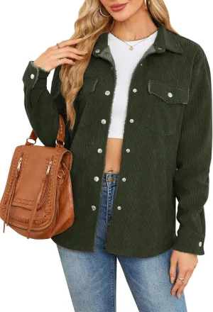 ZAFUL Womens Corduroy Sherpa Jackets Button Down Long Sleeve Fleece Outwear Coat with Pockets