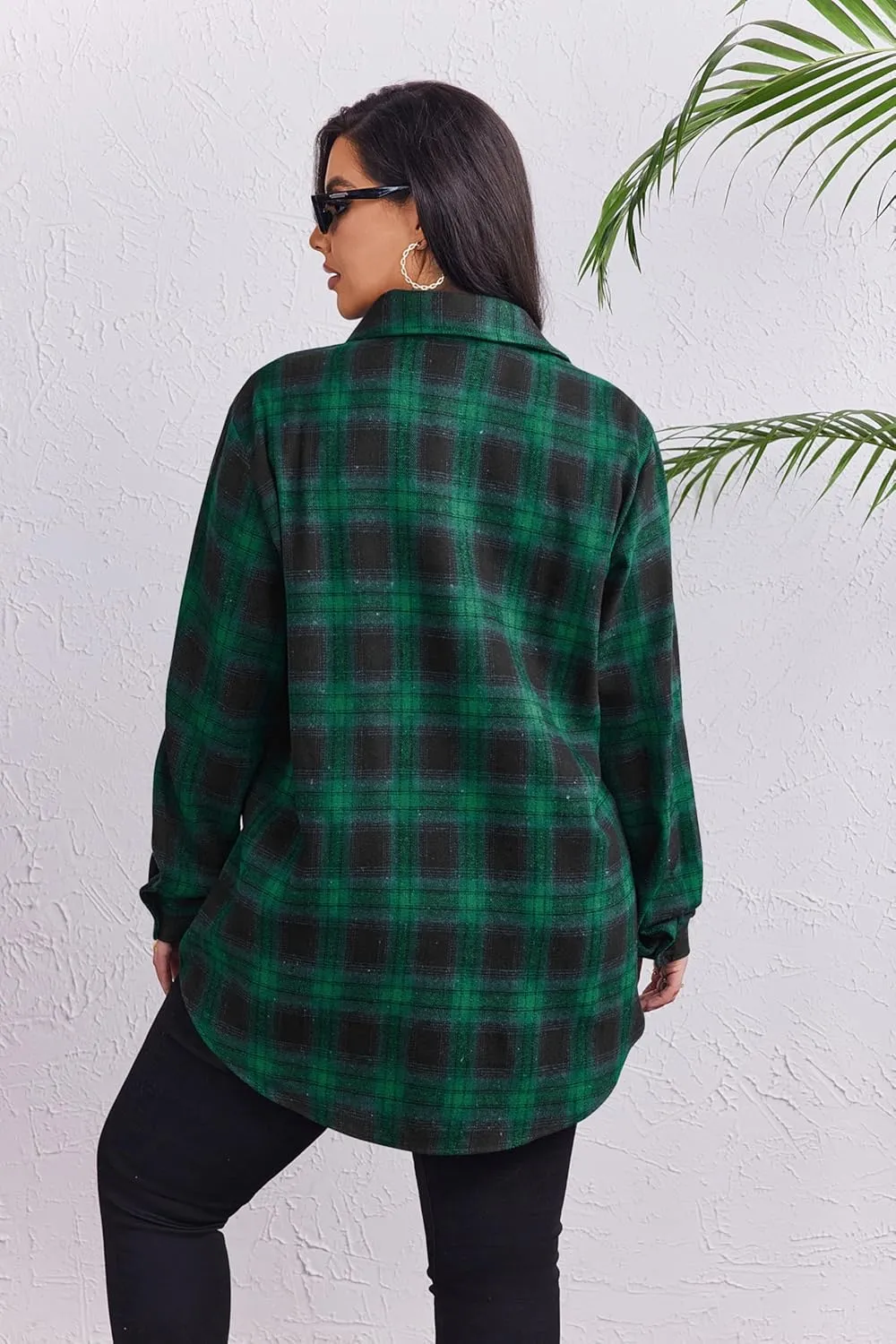 Zeagoo Womens Plus Size Flannel Shirt Plaid Shirts Long Sleeves Casual Button Down Collared Shacket Tops 16W-26W